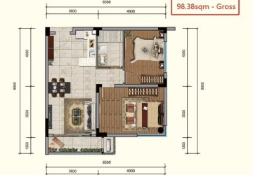 15th Floor 2 Bedroom For Sale - One Park,  Srah Chork, Phnom Penh thumbnail