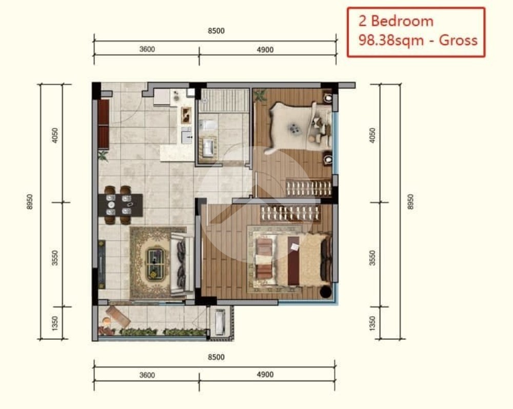 15th Floor 2 Bedroom For Sale - One Park,  Srah Chork, Phnom Penh - Image 6