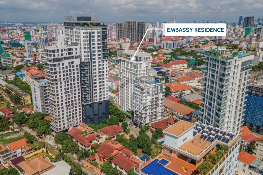 10th Floor 1 Bedroom Condo For Sale- Embassy Residence, Tonle Bassac, Phnom Penh