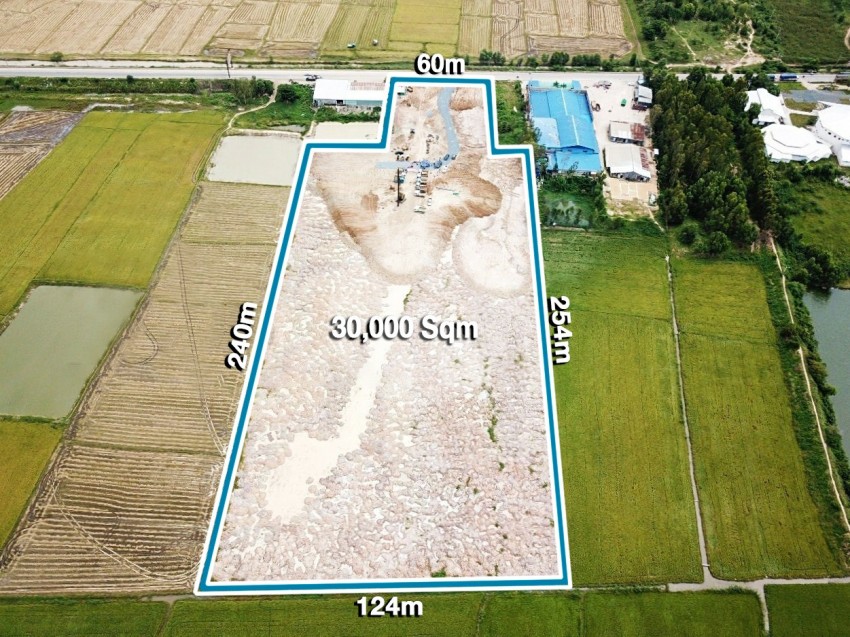 30,000 Sqm Land For Sale Along National Road 2, Takeo Province