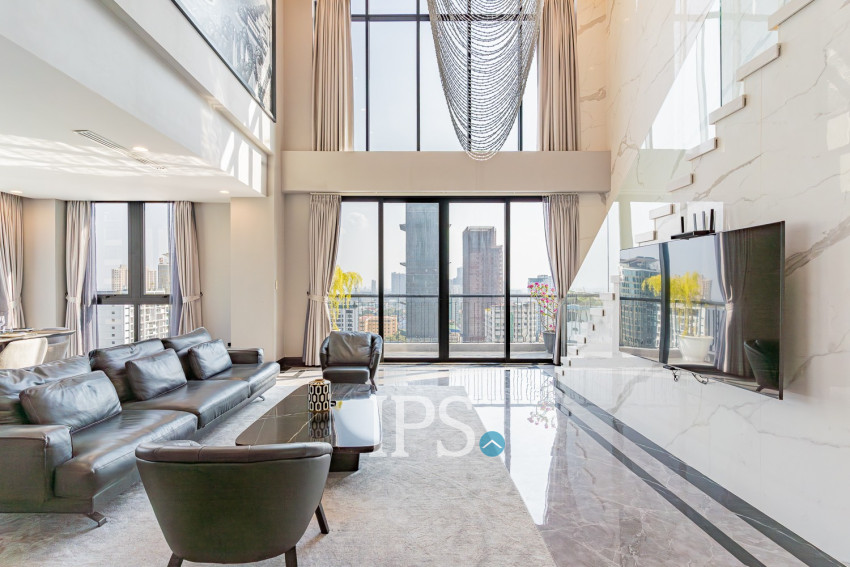 Duplex 4 Bedroom Serviced Penthouse For Rent - BKK1, Phnom Penh