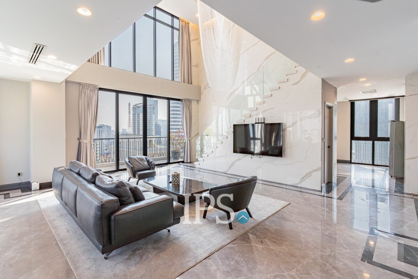 Duplex 4 Bedroom Serviced Penthouse For Rent - BKK1, Phnom Penh
