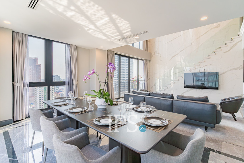 Duplex 4 Bedroom Serviced Penthouse For Rent - BKK1, Phnom Penh