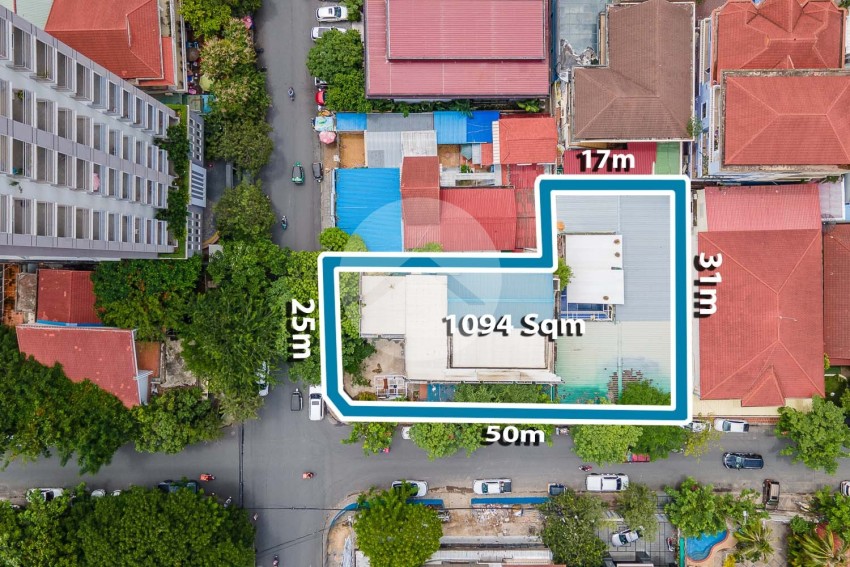 1,094 Sqm Corner Land For Sale in BKK1- Phnom Penh