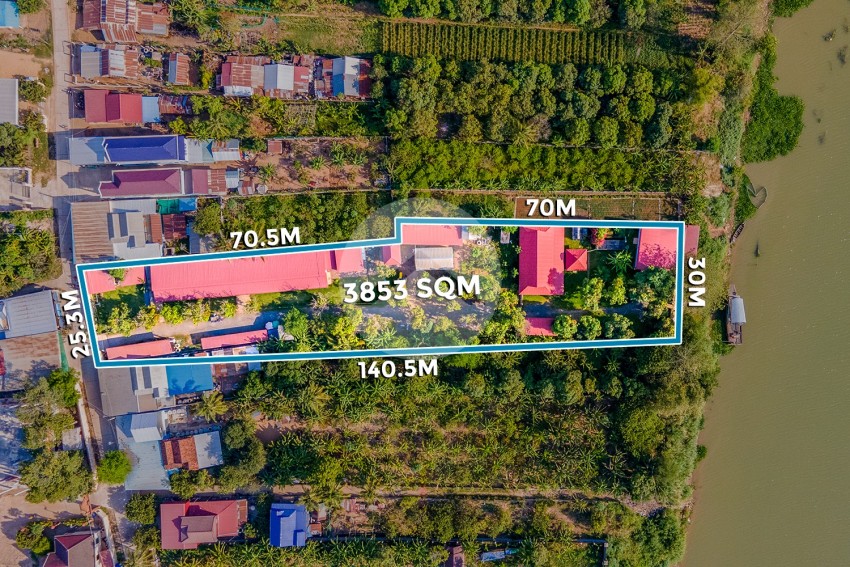 3,853 Sqm River Front Land For Sale - Kampong Svay, Kandal