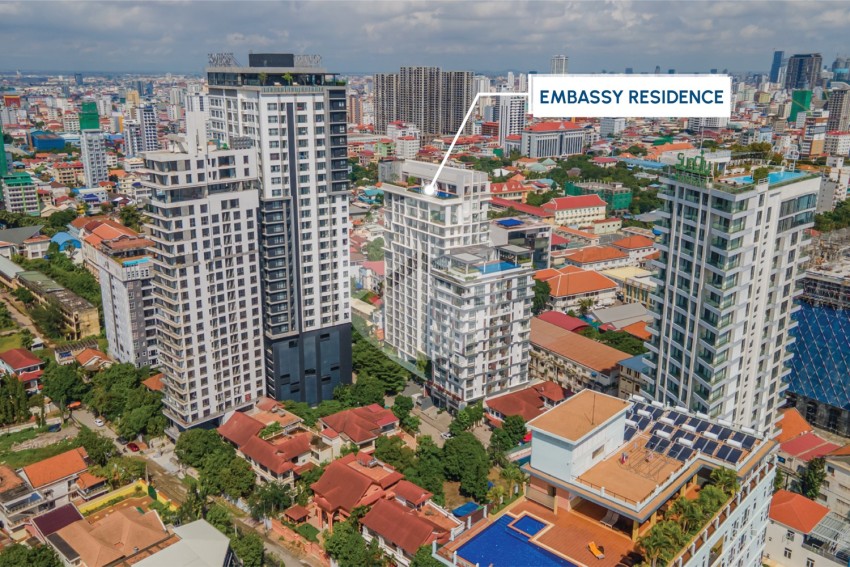 50 Sqm Studio For Rent - Embassy Residences, Tonle Bassac, Phnom Penh