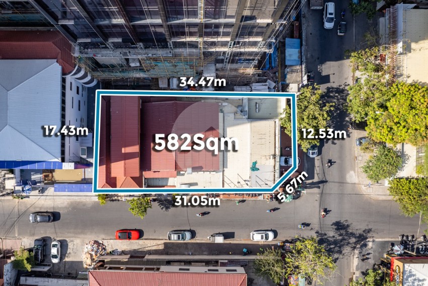 582 Sqm Corner Plot Land For Sale - BKK1, Phnom Penh