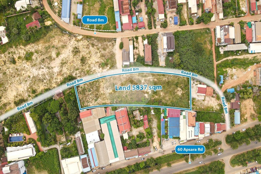 5,837 Sqm Commercial Land For Sale - Slor Kram, Siem Reap