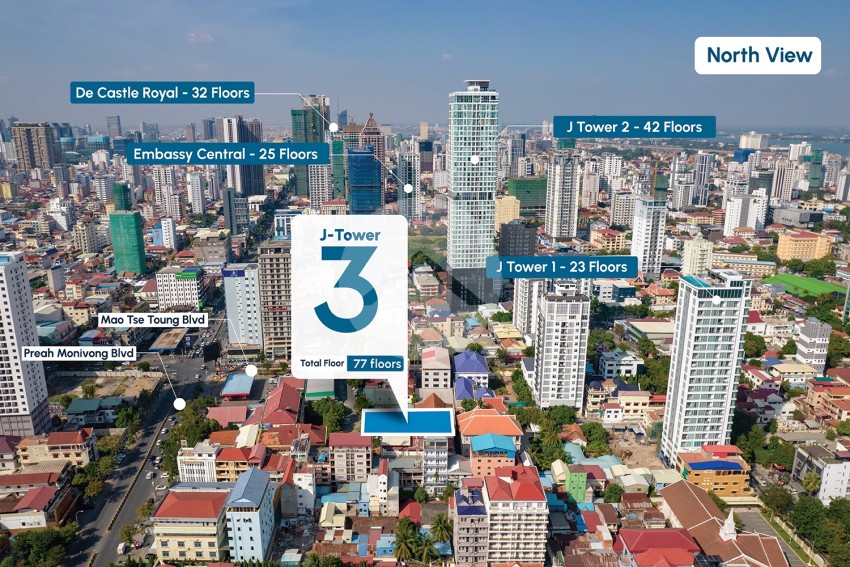 Type A 3-Bedroom Condo For Sale  - J-Tower 3, Tonle Bassac, Phnom Penh