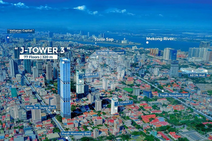 Type A 3-Bedroom Condo For Sale  - J-Tower 3, Tonle Bassac, Phnom Penh