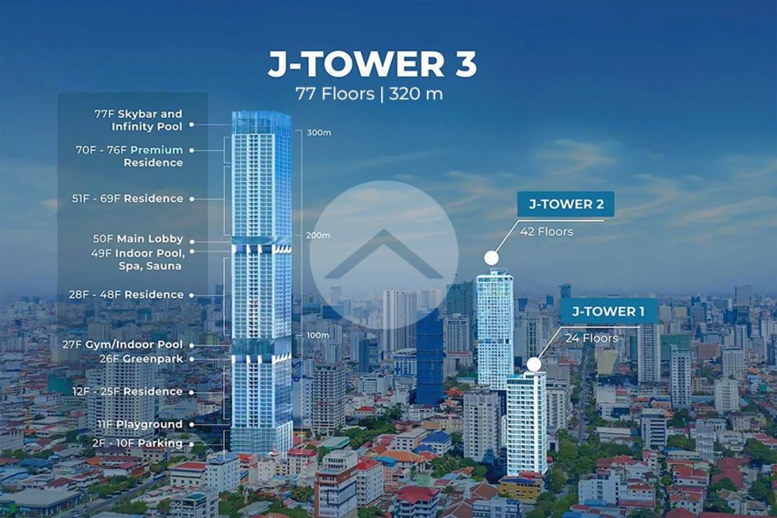 Type A 3-Bedroom Condo For Sale  - J-Tower 3, Tonle Bassac, Phnom Penh