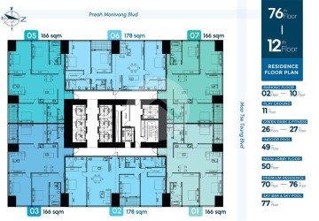 Type A 3-Bedroom Condo For Sale  - J-Tower 3, Tonle Bassac, Phnom Penh thumbnail