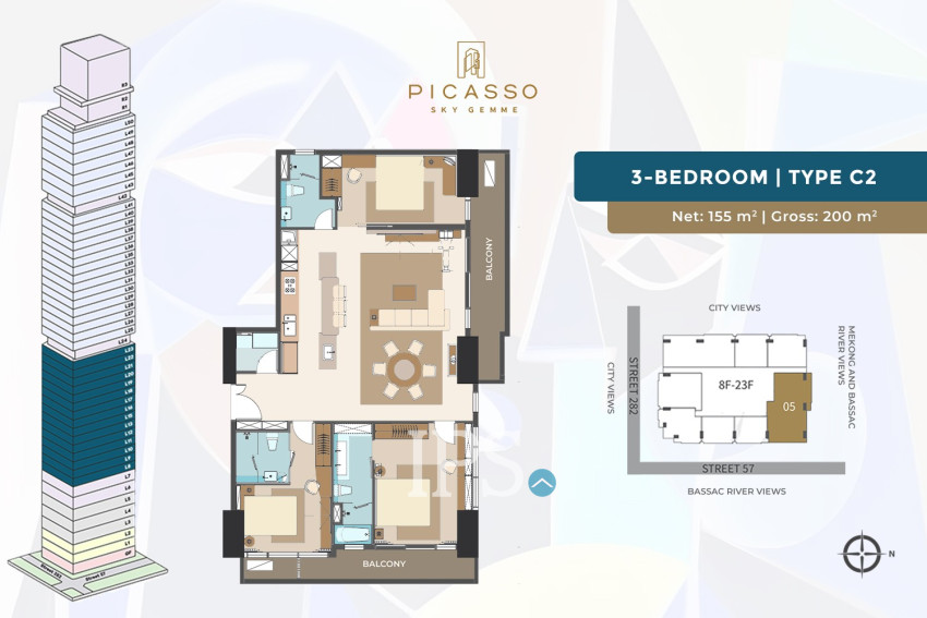 Picasso Sky Gemme Luxury Condominium For Sale - BKK1, Phnom Penh