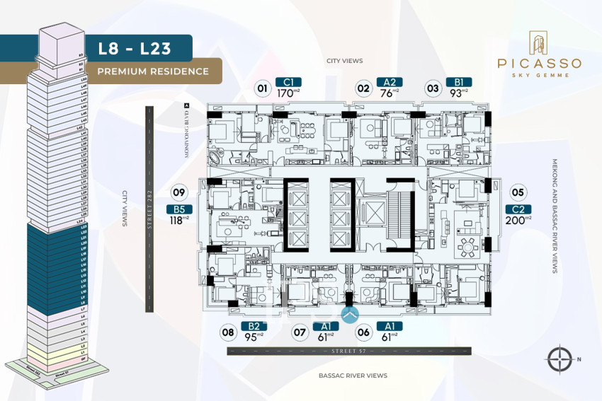 Picasso Sky Gemme Luxury Condominium For Sale - BKK1, Phnom Penh