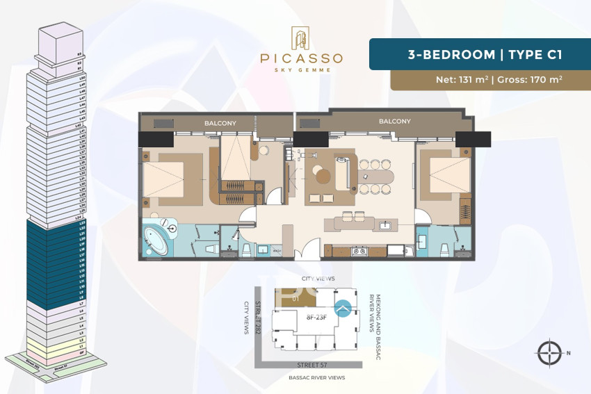 Picasso Sky Gemme Luxury Condominium For Sale - BKK1, Phnom Penh