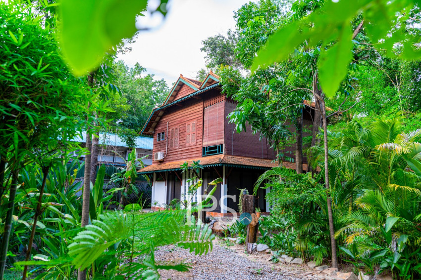 2 Bedroom  Compound Wooden  House For Rent - Sala Kamreuk, Siem Reap