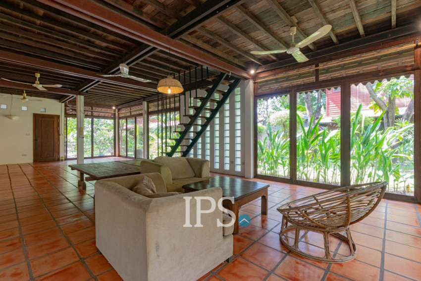 3 Bedroom  Compound Wooden House For Rent - Sala Kamreuk, Siem Reap