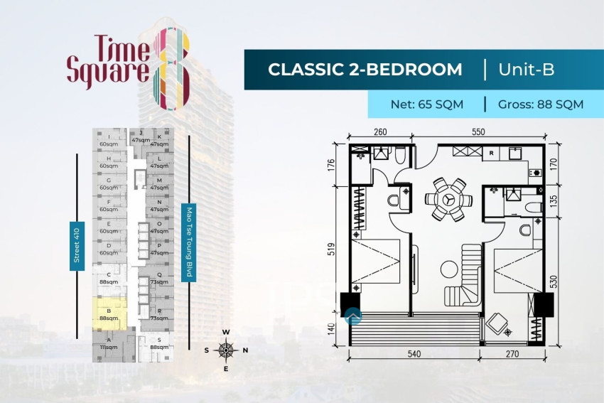 Time Square 8 Condominium - Near Russian Market, Phnom Penh