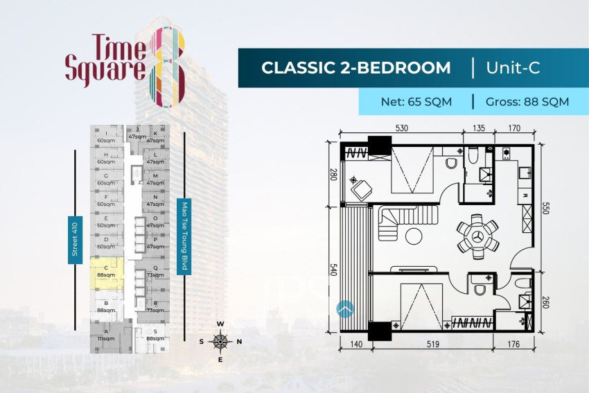 Time Square 8 Condominium - Near Russian Market, Phnom Penh