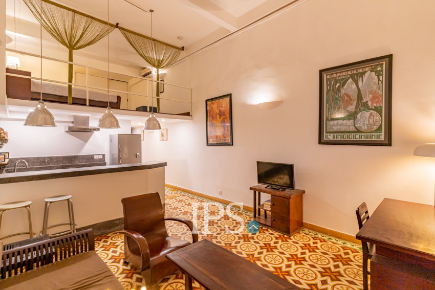 Renovated Loft 1 Bedroom Apartment For Rent - Phsar Chas, Phnom Penh