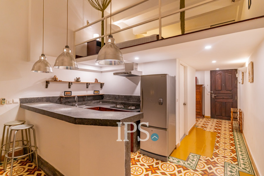 Renovated Loft 1 Bedroom Apartment For Rent - Phsar Chas, Phnom Penh