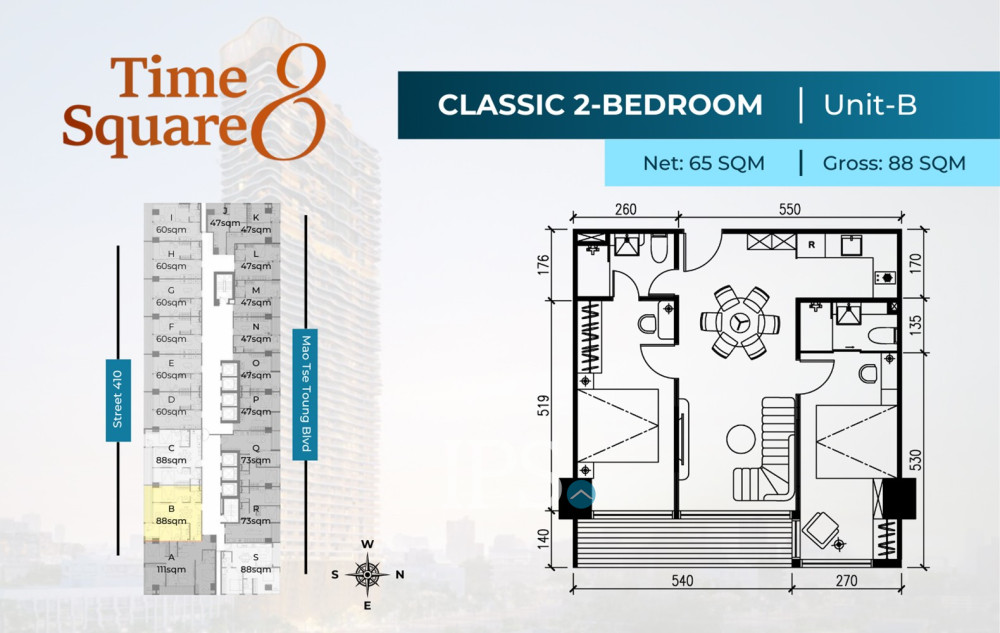 2 Bedroom Condo For Sale - Type B/C Time Square 8 Condominium - Near Russian Market, Phnom Penh - Image 18