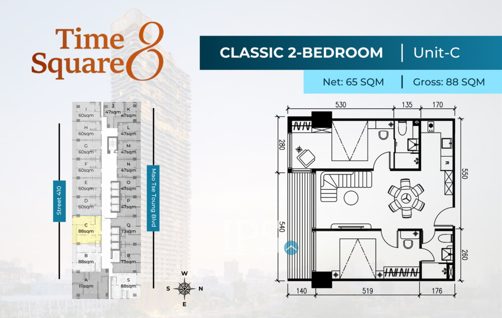 2 Bedroom Condo For Sale - Type B/C Time Square 8 Condominium - Near Russian Market, Phnom Penh - Image 19