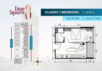 1 Bedroom Condo For Sale - Type LMNOP Time Square 8 Condominium - Near Russian Market, Phnom Penh thumbnail