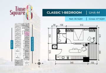 1 Bedroom Condo For Sale - Type LMNOP Time Square 8 Condominium - Near Russian Market, Phnom Penh thumbnail