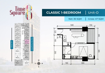1 Bedroom Condo For Sale - Type LMNOP Time Square 8 Condominium - Near Russian Market, Phnom Penh thumbnail
