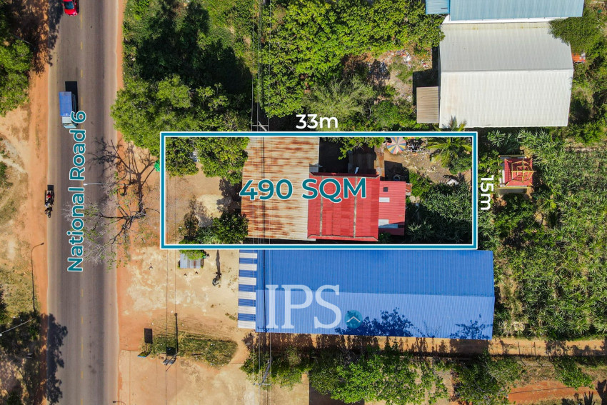 490 Sqm Commercial Land For Rent - Kandaek, Prasat Bakong, Siem Reap