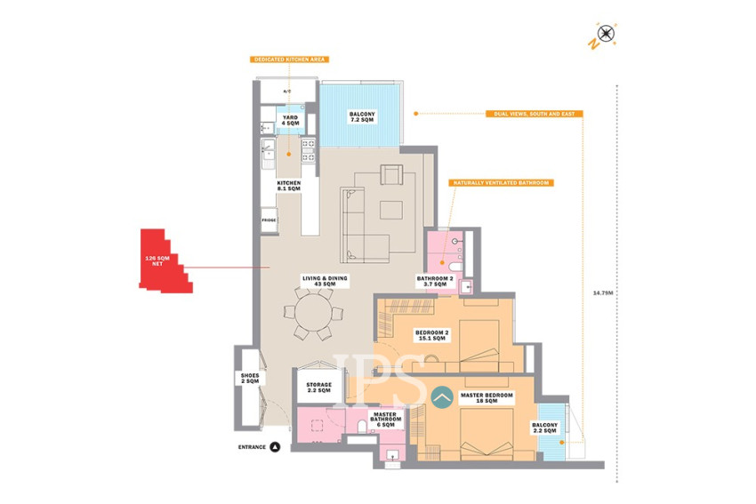 2 Bedroom Condo For Sale Type 2B-Odom Living, Tonle Bassac, Phnom Penh