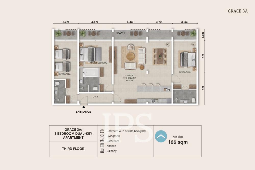 Grace 3A 3-Bedroom Dual-Key Condo – Amazing Grace Residences, Siem Reap - Image 2