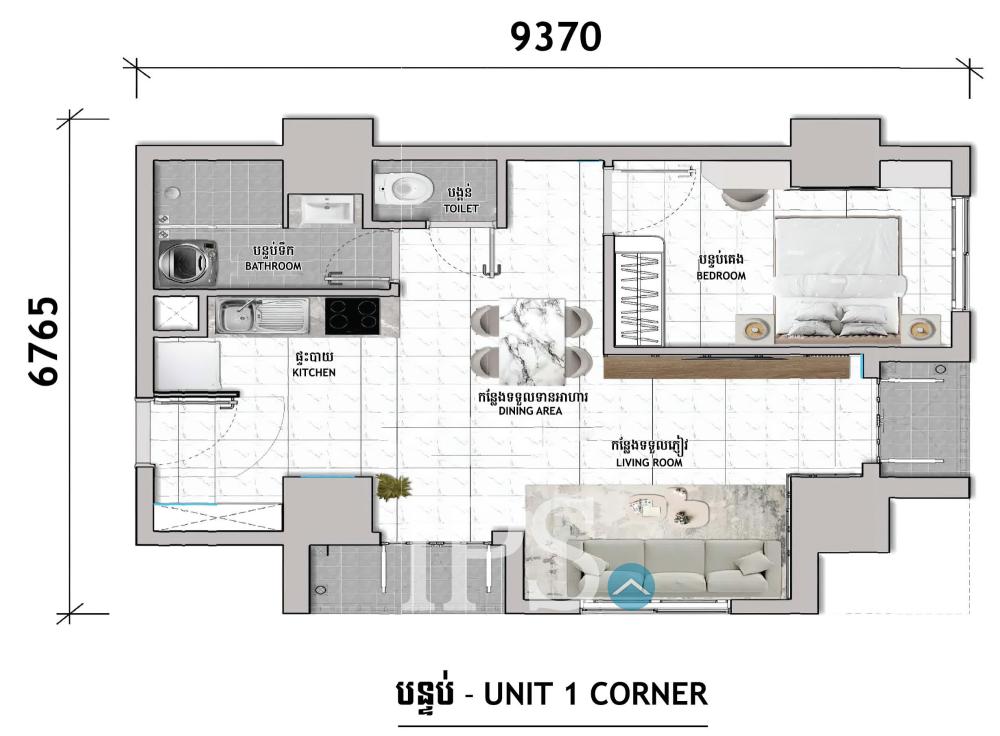 Corner 1 Bedroom Condo for Sale – TV Tower 1 Condominium, Phnom Penh - Image 7 Corner 1 Bedroom Condo for Sale – TV Tower 1 Condominium, Phnom Penh - Image 7