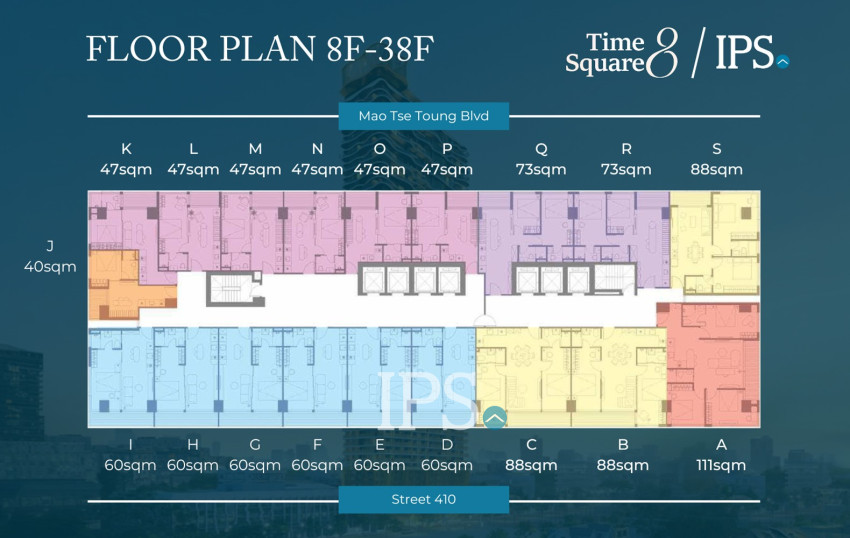 3 Bedroom Condo For Sale - Type A Time Square 8 Condominium - Near Russian Market, Phnom Penh