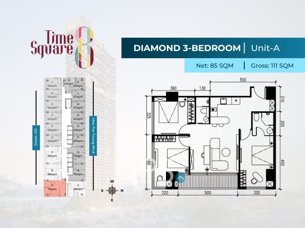3 Bedroom Condo For Sale - Type A Time Square 8 Condominium - Near Russian Market, Phnom Penh - Image 18
