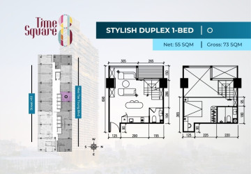 2 Bedroom Duplex Condo For Sale - Type DEFGHI Time Square 8 Condominium - Near Russian Market, Phnom Penh thumbnail