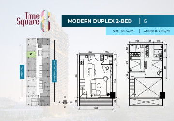 2 Bedroom Duplex Condo For Sale - Type DEFGHI Time Square 8 Condominium - Near Russian Market, Phnom Penh thumbnail