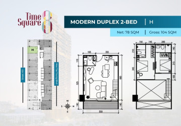 2 Bedroom Duplex Condo For Sale - Type DEFGHI Time Square 8 Condominium - Near Russian Market, Phnom Penh thumbnail