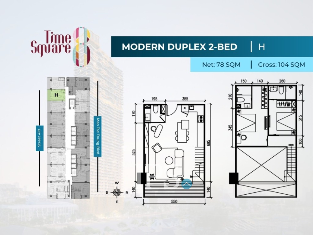 2 Bedroom Duplex Condo For Sale - Type DEFGHI Time Square 8 Condominium - Near Russian Market, Phnom Penh - Image 9