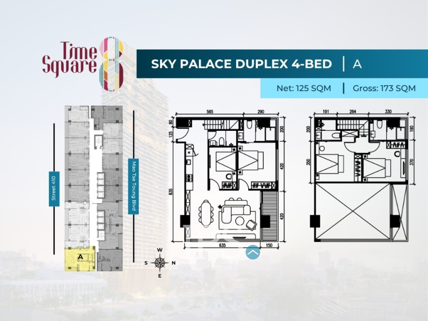 4 Bedroom Duplex Condo For Sale - Type ABC Time Square 8 Condominium - Near Russian Market, Phnom Penh