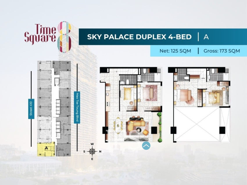 4 Bedroom Duplex Condo For Sale - Type ABC Time Square 8 Condominium - Near Russian Market, Phnom Penh