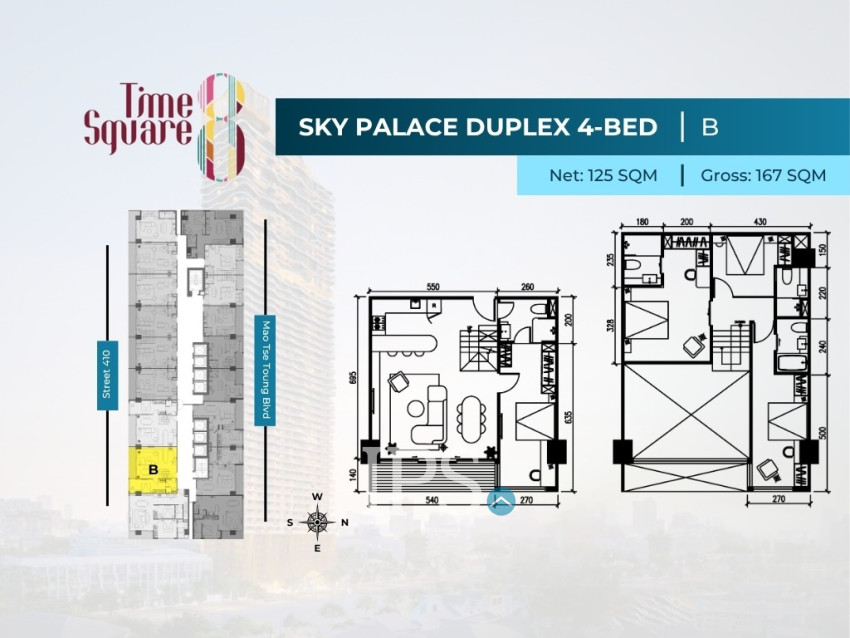 4 Bedroom Duplex Condo For Sale - Type ABC Time Square 8 Condominium - Near Russian Market, Phnom Penh