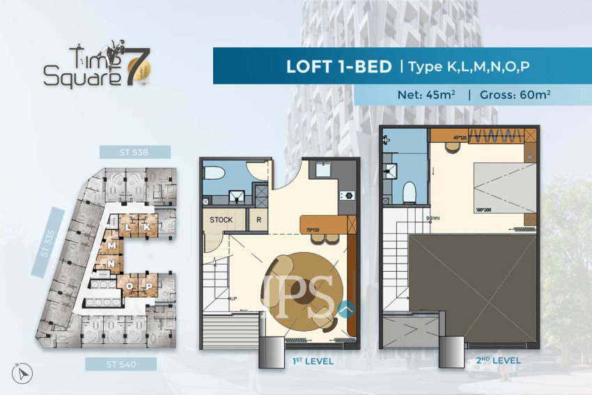 1 Bedroom Duplex Condo For Sale - Time Square 7 - Toul Kork, Phnom Penh