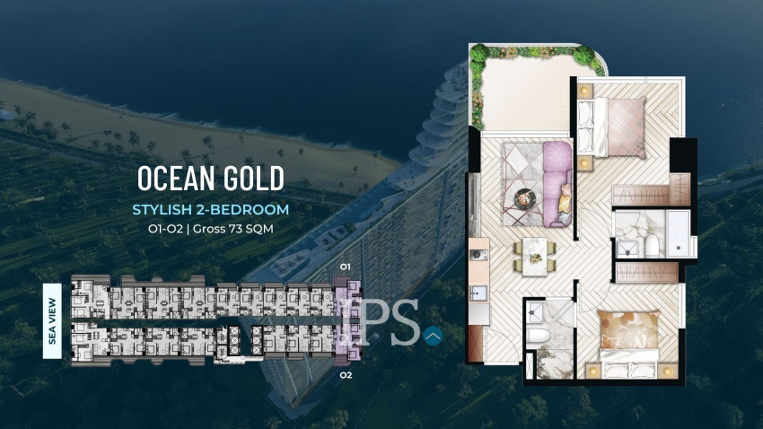 3 Bedroom Condo For Sale Ocean Gold Tower - Time Square 10, Otres Beach, Sihanoukville