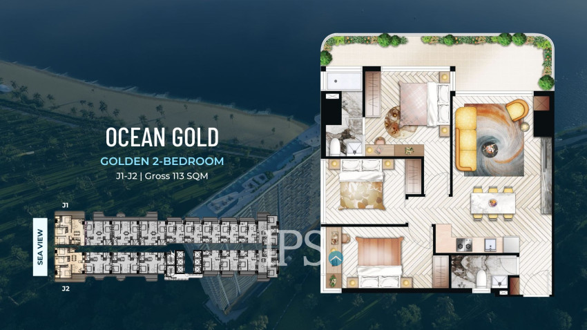 3 Bedroom Condo For Sale Ocean Gold Tower - Time Square 10, Otres Beach, Sihanoukville