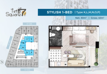 26th Floor 30 Sqm Time Square 7 Condo Type N - Boeung Kak 1, Phnom Penh thumbnail