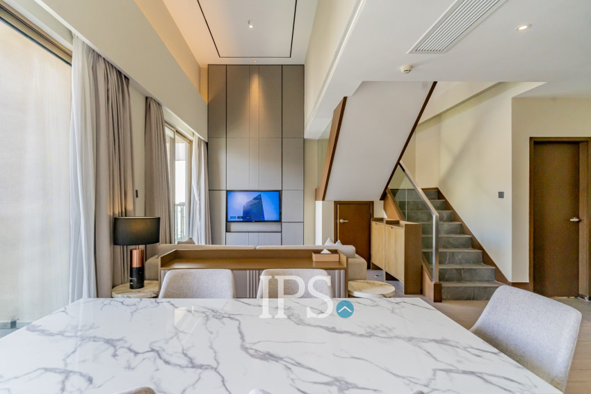 Duplex 3 Bedroom Serviced Penthouse For Rent - Srah Chak, Phnom Penh