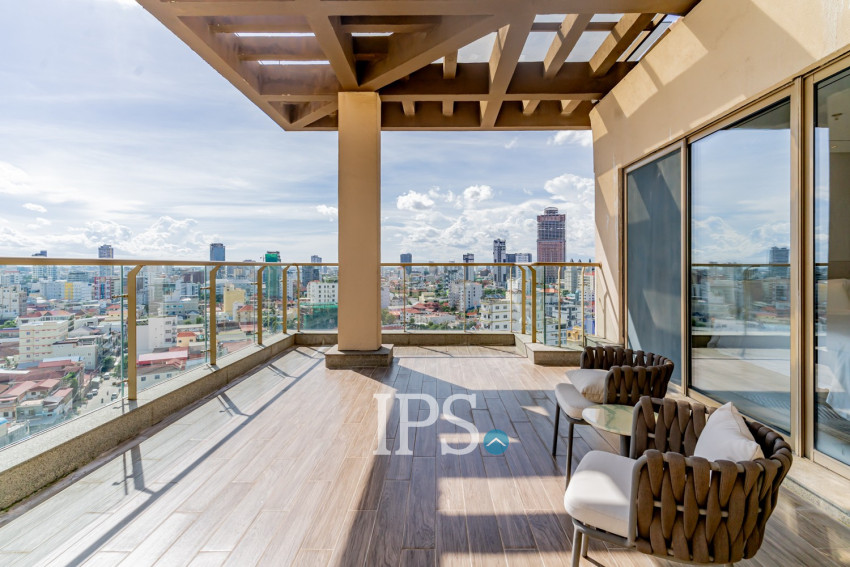 Duplex 3 Bedroom Serviced Penthouse For Rent - Srah Chak, Phnom Penh