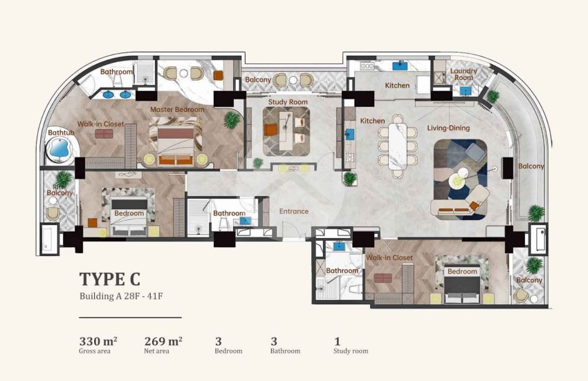 Luxury 3-Bedroom Condo for Sale  - La Vista One, Chroy Changvar, Phnom Penh